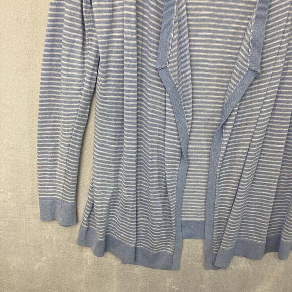 NWT Loft Open Front Cardigan Womens Large L Blue White Coastal Lightweight Beach - Picture 5 of 10